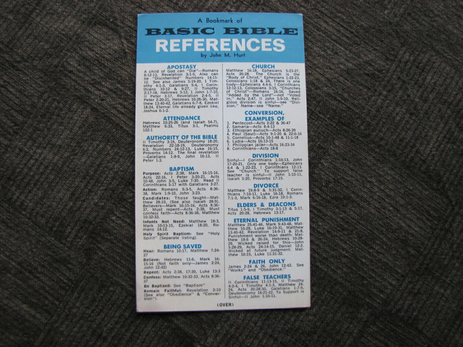 Book Mark of BASIC BIBLE REFERENCES by John M. Hurt - Vintage | eBay Book Mark of BASIC BIBLE REFERENCES by John M. Hurt - Vintage | eBay