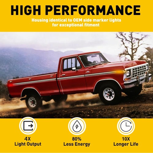 4/8x Fit Ford FSeries Truck 73-79 Bronco Smoked LED Front+Rear Side Marker Light - Picture 10 of 22