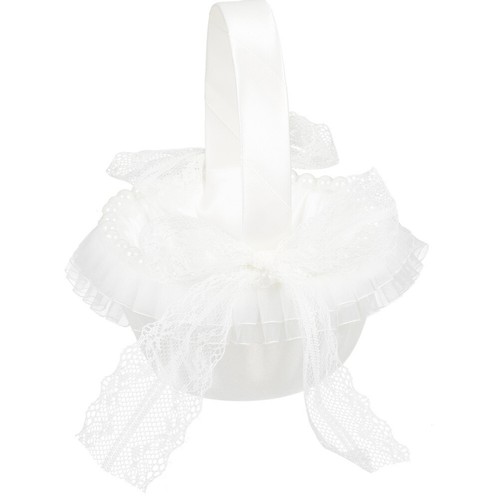 White Flower Basket Wedding Lace Basket Wedding Favors Basket Anniversary - Picture 4 of 12