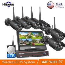 Hiseeu 5MP 10CH NVR Wireless Wifi Security Camera System Kit For Home Outdoor