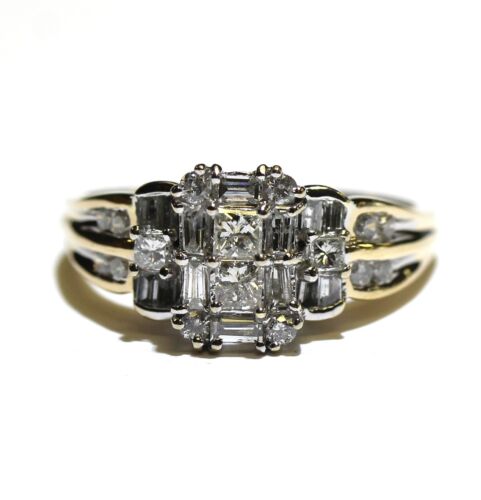 Anillo de compromiso de diamantes con conjunto invisible princesa .76ct oro amarillo 14k 4.8g 9 - Imagen 2 de 8