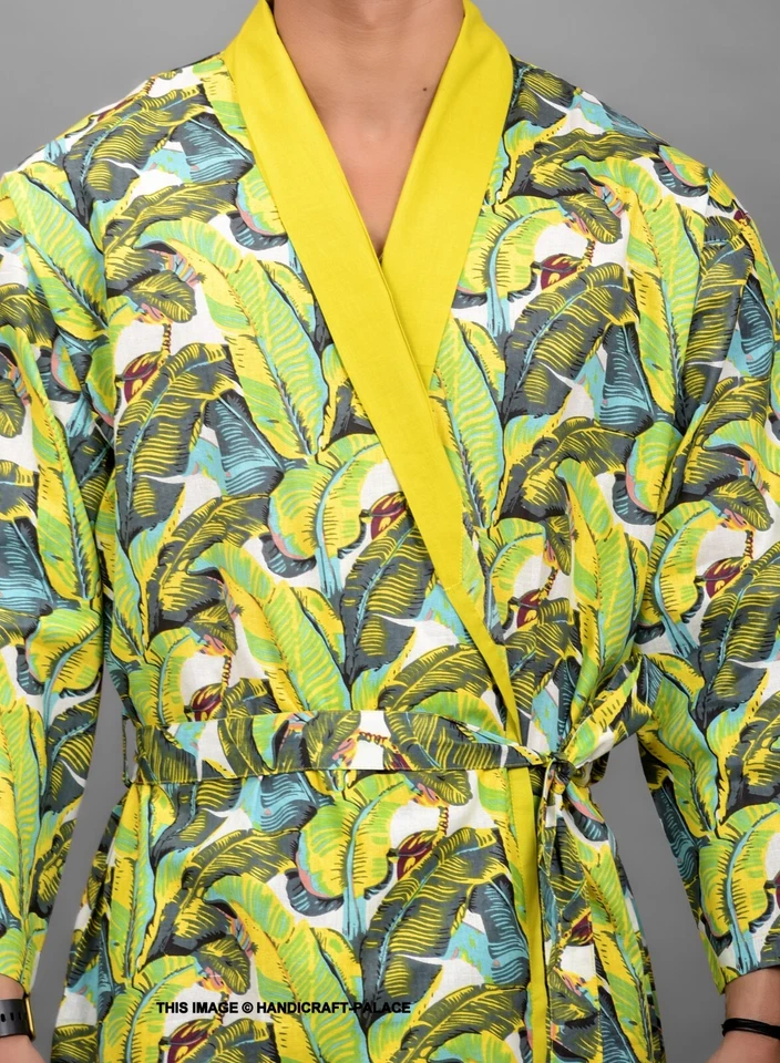 5PC Lote Hombre Bata Albornoz Algodón Suave Estampado Pijama Kimono - Imagen 3 de 4