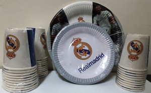 Real Madrid Football Soccer Party Set Plates Cups Logo Players