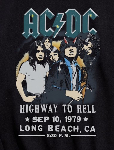 Ac Dc Highway To Hell Longbeach Ca 1979 Sweatshirt Black Size Xl Ebay