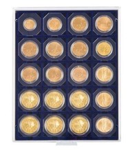 Lindner 2122M Münzbox Marine mit 20 quadratischen Vertiefungen für OCTOS und Mün