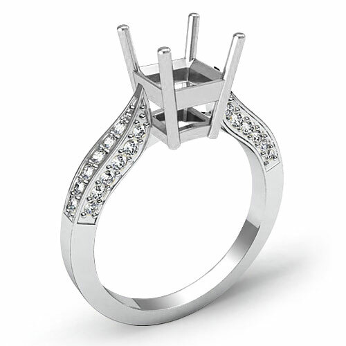 Asscher Solitaire Style Diamond Engagement Ring Semi Mount 14k Yellow Gold 0.4Ct - Picture 7 of 10