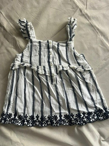 Primark Girls Size 7/8 Flower and Stripe Outfit Shorts And Tank Set White/Black - Picture 2 of 22