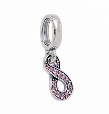NEW 100% Authentic PANDORA 925 Pink CZ Sparkling Infinity Dangle Charm 792766C01