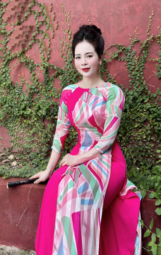 Ao Dai Khăn Tơ Phối Lụa 4 tà màu cánh sen, size 2XL, Ngực 96 Eo 84cm- Kèm Quần - Picture 3 of 7