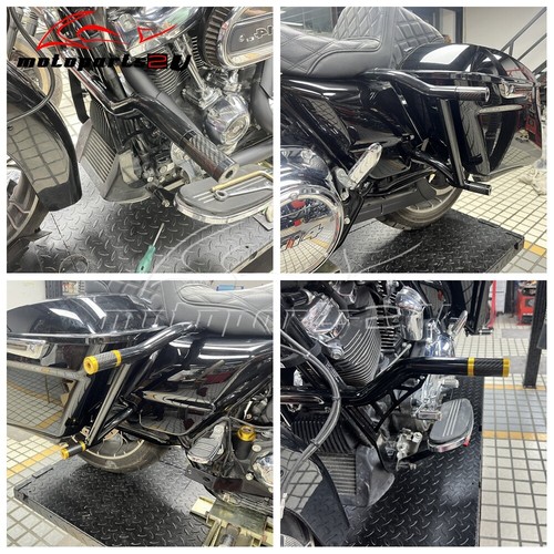 Barras de choque protectoras del motor delanteras y barra de alforja trasera para Harley Touring - Imagen 2 de 19