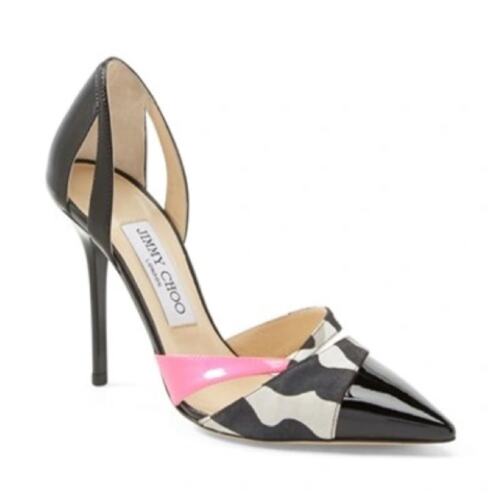 Jimmy Choo Marcine Patent d'Orsay Pump, Black/Raspberry