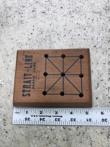 Vintage Strait Line Parris Puzzle Game Wooden w/ Wooden Pegs Tic Tac Toe Nice! - Picture 6 of 6