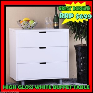 Brand New White Hi High Gloss Lowboy Chest Bedside Dresser
