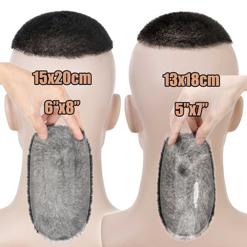 Mens Short Buzz Cut PU Skin Toupee 100% REMY Human Hair Replacement System 11gr  - Picture 22 of 22