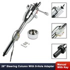 Chrome 28" GM Tilt Manual Style Steering Column 9 Holes Adapter W/ Key Hot Rod