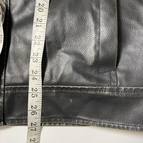 Arizona Jeans Men's Medium Black PVC Leather Biker Motorcycle Zipper Jacket Coat - Picture 5 of 15