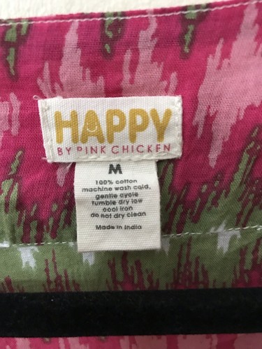 Rosa Huhn Damen Baumwolle bunte Prints V-Ausschnitt Bindeband 3/4 Ärmel Tunika Größe M - Bild 12 von 12