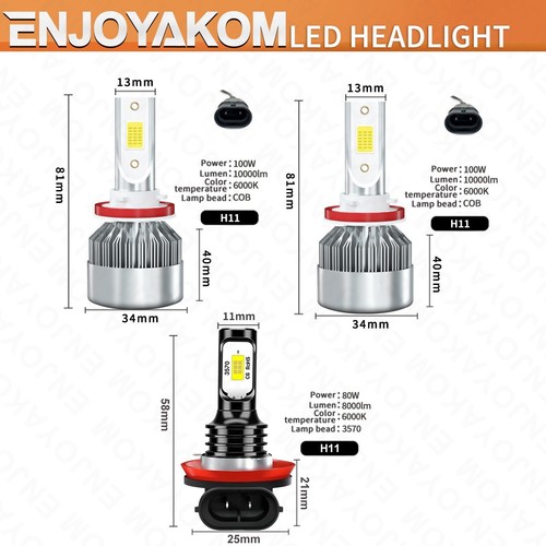 For Nissan Sentra 2013-2023 LED Headlight Bulbs High/Low Beam+Fog Light Kit 6x - Picture 6 of 11