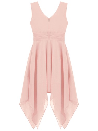 Kinder Chiffon Sommerkleid Abschlussball Prinzessin Brautjungfer Erstkommunion Tutu Kleid - Bild 34 von 63