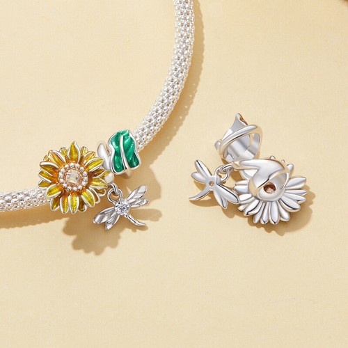 Bamoer 925 Sterling Silver Sunflower Charm Bracelet Beads Flower Women Gift - Picture 9 of 17