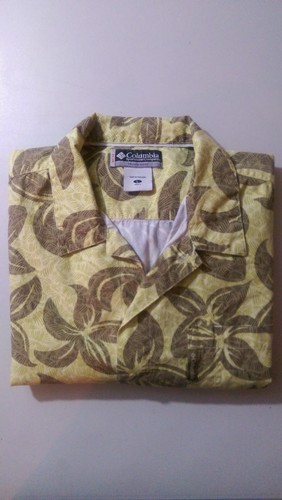 COLUMBIA Sportswear Mens Button Front Shirt SZ Large Green Brown Floral Camp  - Picture 7 of 7