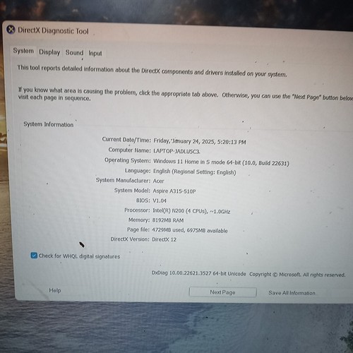 ACER A315-510P-Aspire 3 15.6" FHD N200 1.00GHz Intel  Graphics 8GB RAM - Picture 3 of 7