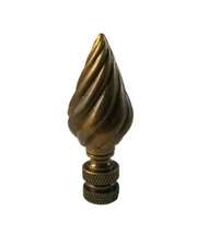 Lamp Finial-SPIRAL CONE-Aged Brass Finish, Highly detailed metal casting