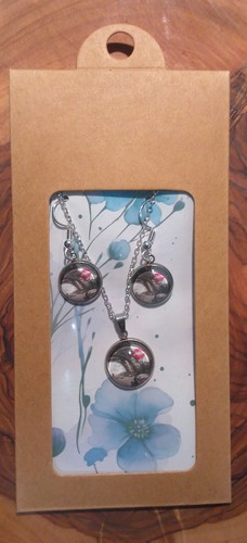 Cabochon Schmuckset Ohrringe Und Halskette Eiffelturm Paris - Bild 3 von 4