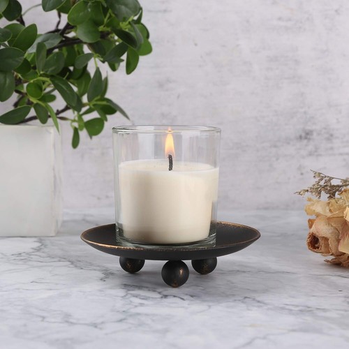 Rustic Black Iron Plate Candle Holder,Decorative Iron Pillar Candle Holder, S... - Picture 4 of 7