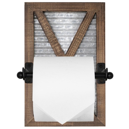 Autumn Alley Extra Large Rustic Farmhouse Barn Door Wood Toilet Paper Holder - Picture 7 of 7