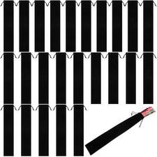 24 Pcs Long Velvet Drawstring Hand Fan Bags Black Fabric Hand Fan Sleeves Rave P