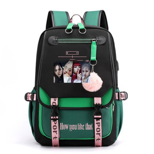 Kpop ROSA NEGRO Mochila Escuela Bolso de Hombro USB Cool Bag Para hombres Mujeres - Imagen 15 de 48
