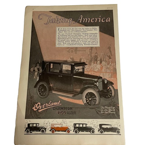 1924 PRINT AD, WILLYS-OVERLAND MOTOR CAR “Taking America Off Its Feet” 2-page - Picture 2 of 3