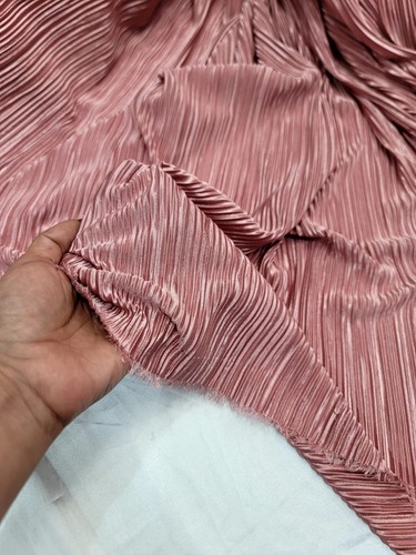 Pleated Pink Dusty Rose Fabric 55” W FABRIC SOLD BY THE YARD For Dress Prom Brid - Picture 9 of 13