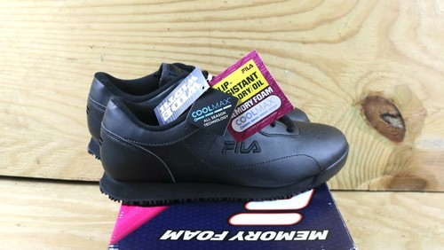 Fila Sneakers Womens 8 Wide Black Leather Memory Viable SR Athletic New - Picture 5 of 7
