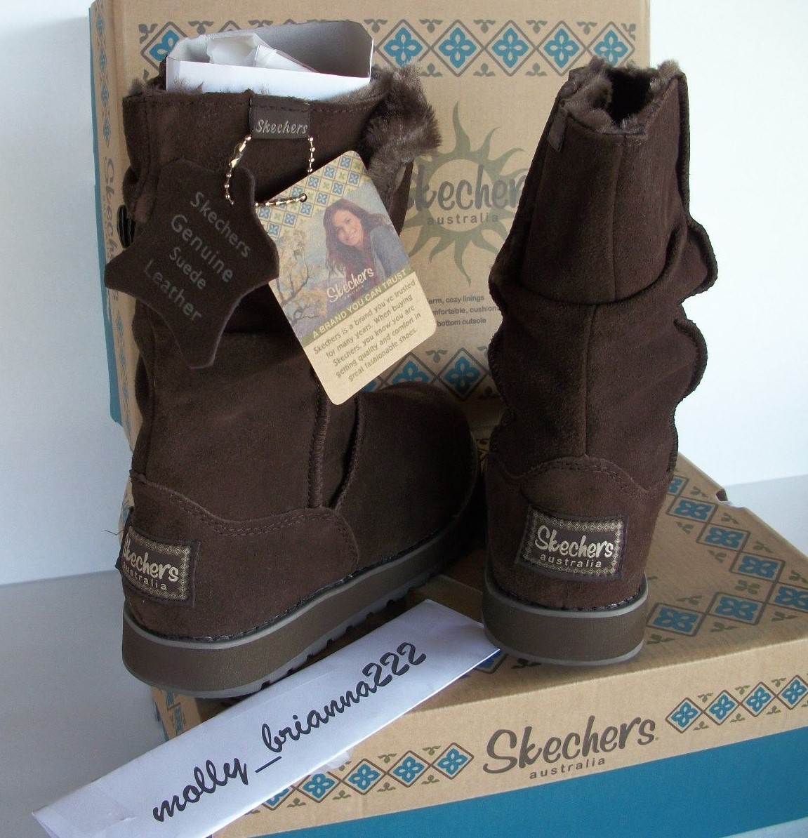 SKECHERS AUSTRALIA AUSTRALIA AUSTRALIA Women CHOCOLATE Suede Button Mid Calf Faux Fur Boot 6 M 80 c98342 SKECHERS AUSTRALIA AUSTRALIA AUSTRALIA Women CHOCOLATE Suede Button Mid Calf Faux Fur Boot 6 M 80 c98342