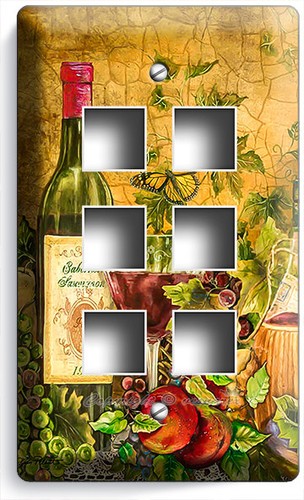 RUSTIC TUSCAN KITCHEN WINE BOTTLE WINEGLASS LIGHT SWITCH OUTLET WALL PLATE DECOR - Picture 13 of 32