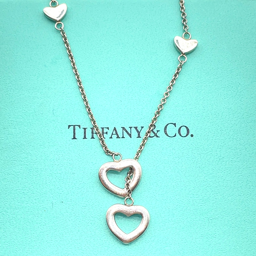 Auth Tiffany & Co. Heart Link Lariat SV 925 Necklace 8.57g W/Box/DBag SK041046 - Picture 4 of 11