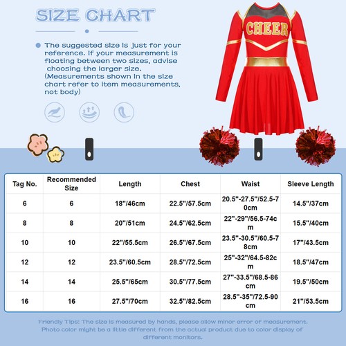 Niños Niñas Brillante Vestido de Baile de Animadora Líder Equipo Uniforme Ropa de Baile - Imagen 27 de 58