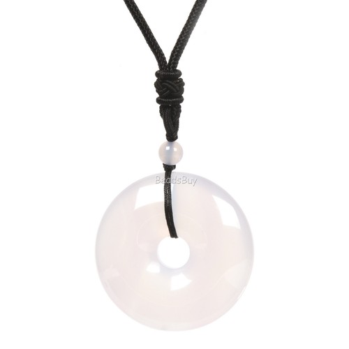 40mm Donut Pendant Adjustable Fabric Cord Rope Reiki Chakra Gemstone Necklace28" - Picture 197 of 312