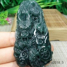 Certified Icy Green Burma 100 Natural A jadeite jade Pendant Dragon