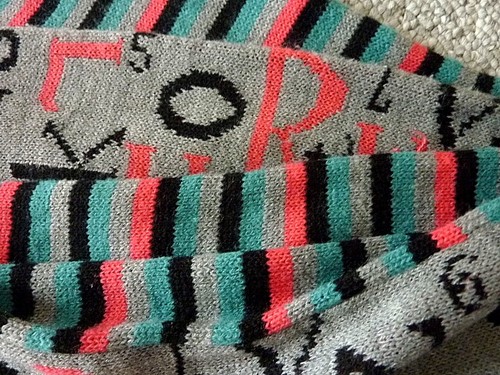 $118 Nordstrom Neck Scarf Pink Teal Black Grey Alphabet Striped 75" L - Warm! - Picture 9 of 12