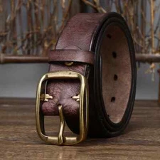 Men High Quality Retro Luxury Strap Thick Cowhide Genuine Leather Belt 3.8CM