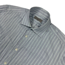 Canali 1934 Men  s L/S Cotton Button Shirt Gray Stripe   Italy   16.5