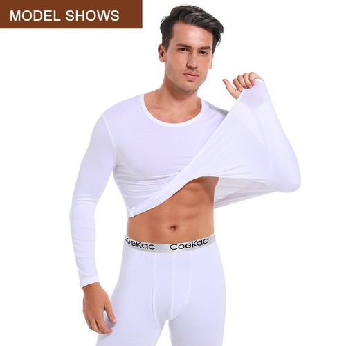Men Thermal Underwear Set Fleece Lined Long Sleeve Top & Long Johns Winter Warm - Picture 11 of 22