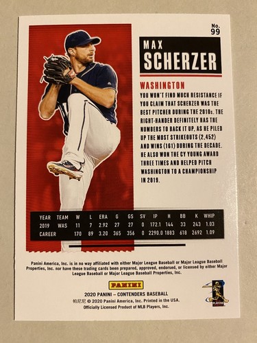 2020 Contenders Baseball Max Scherzer Purple Foil Parallel New York Mets🔥🔥🔥 - Picture 4 of 4