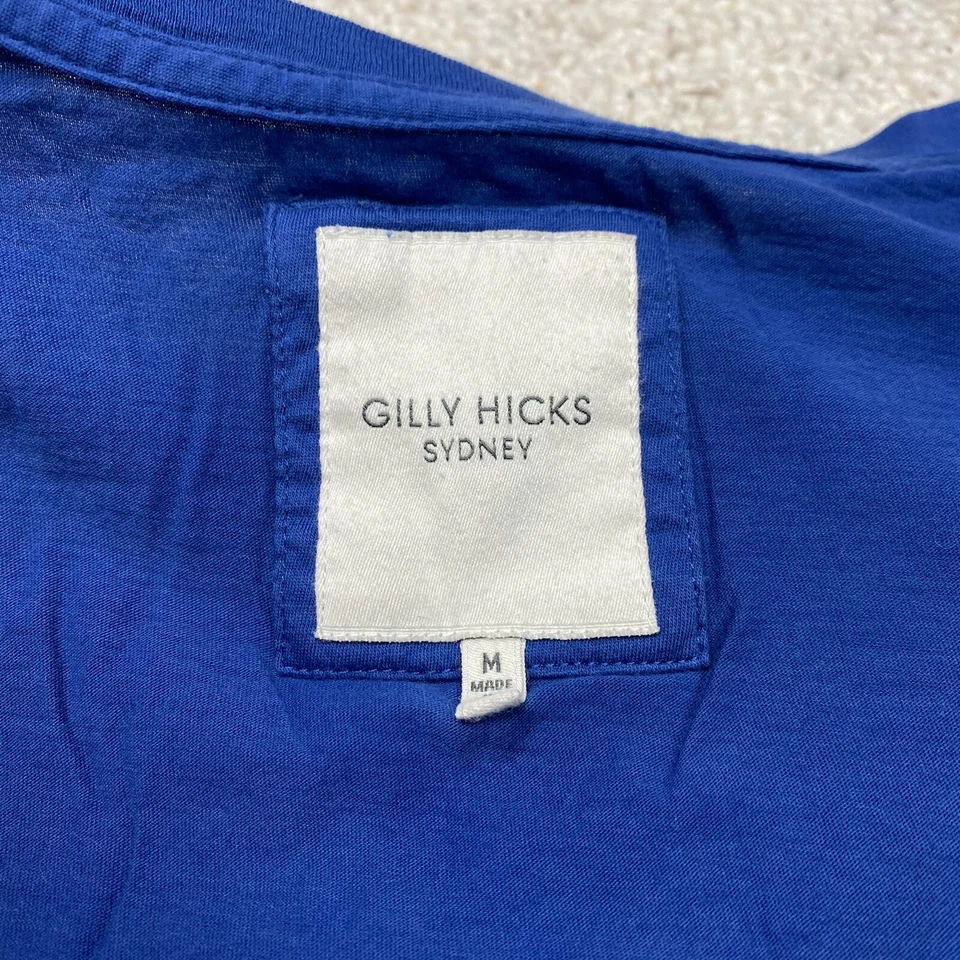 Gilly Hicks Juniors Top sz M Blue Long Sleeve V Neck Slim Stretch 1932 Graphic - Image 3 of 4