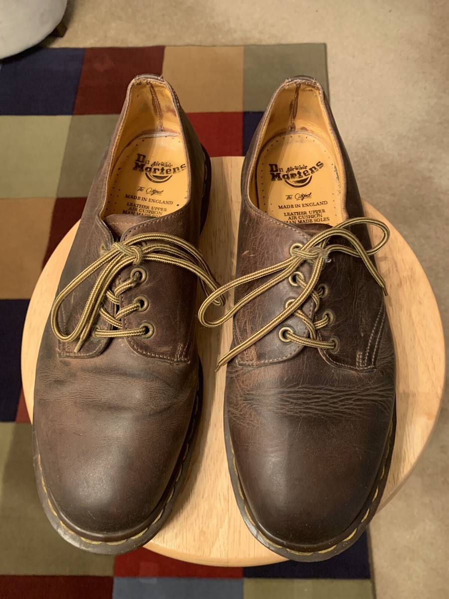 DR. MARTENS Men Sz 12/UK 11 Brown Leather Shoes Dr Martens Oxfords 11 M Brown Leather Casual Lace Up Shoes  main image 3