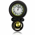 Bedford 16.5" Contemporary Round Wall Clock Black Finish with Pendulum & Chimes