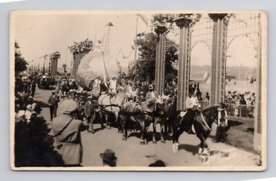 Foreign RPPC European Parade Float ON Top Globe photo Postcard 8a